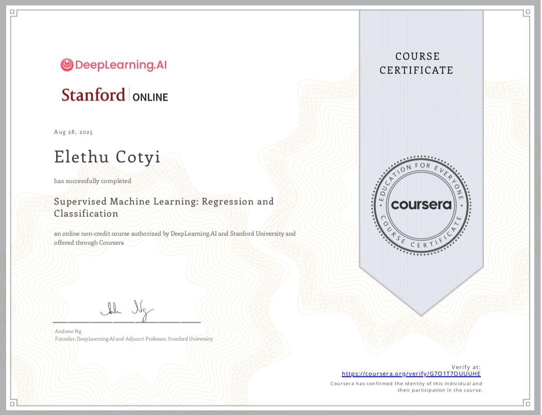 Supervised Machine Learning Certificate